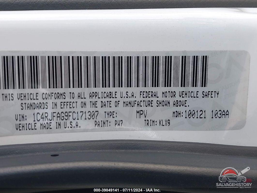 1C4RJFAG9FC171307 2015 JEEP GRAND CHEROKEE photo no. 9