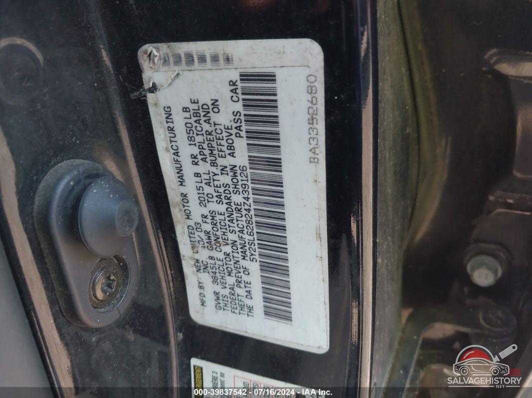 5Y2SL62824Z439126 2004 PONTIAC VIBE photo no. 9