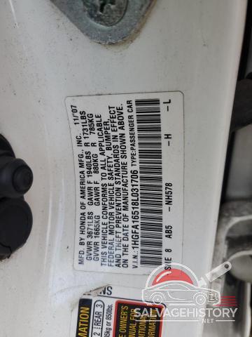 1HGFA16518L031706 2008 HONDA CIVIC photo no. 12