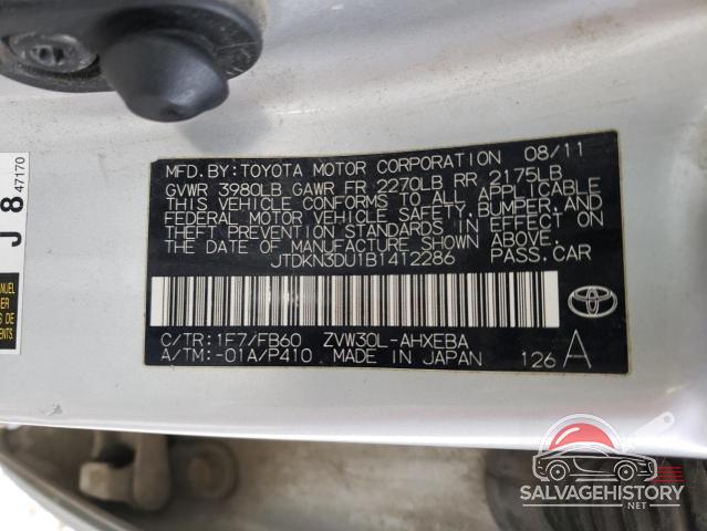 JTDKN3DU1B1412286 2011 TOYOTA PRIUS photo no. 12