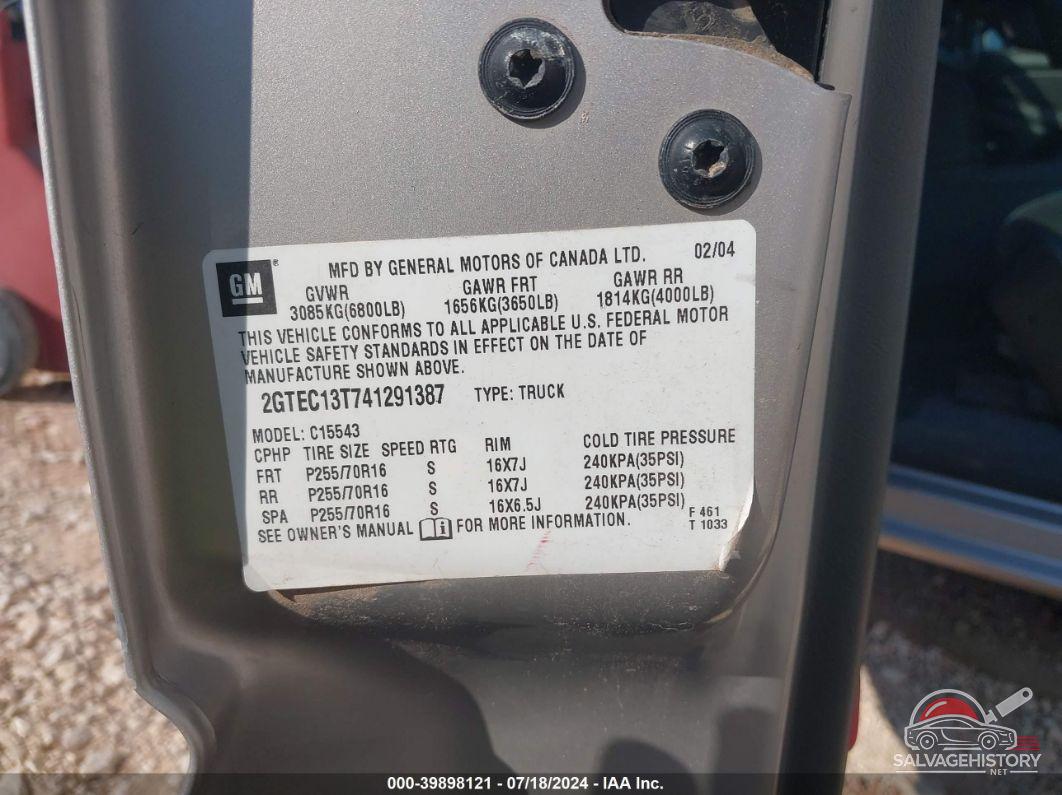 2GTEC13T741291387 2004 GMC NEW SIERRA photo no. 9