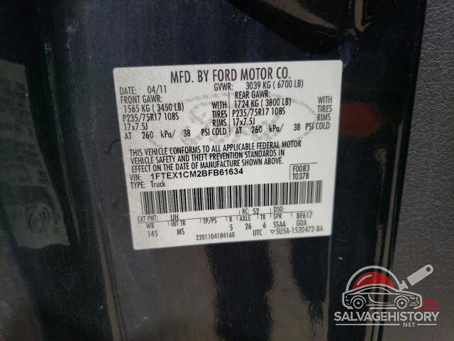 1FTEX1CM2BFB61634 2011 FORD F-150 photo no. 12