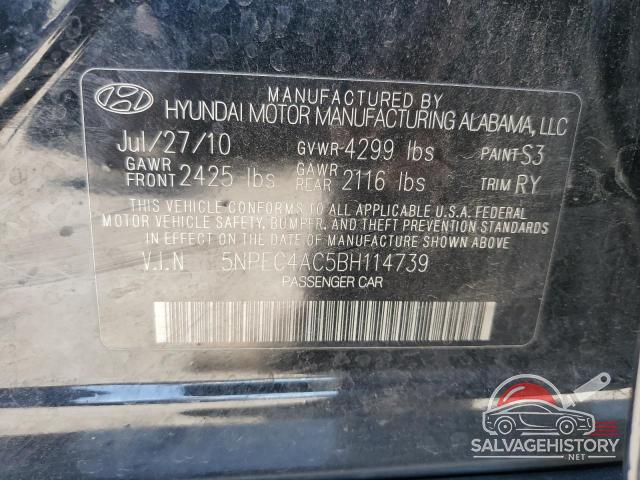 5NPEC4AC5BH114739 2011 HYUNDAI SONATA photo no. 12