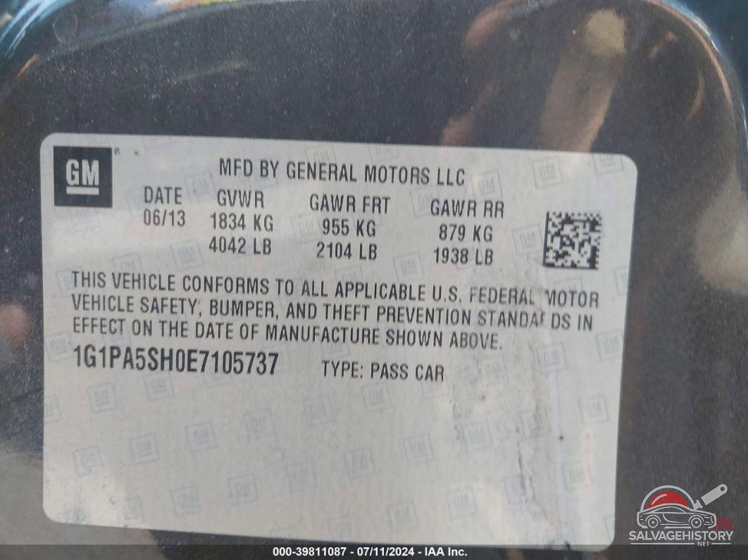 1G1PA5SH0E7105737 2014 CHEVROLET CRUZE photo no. 9