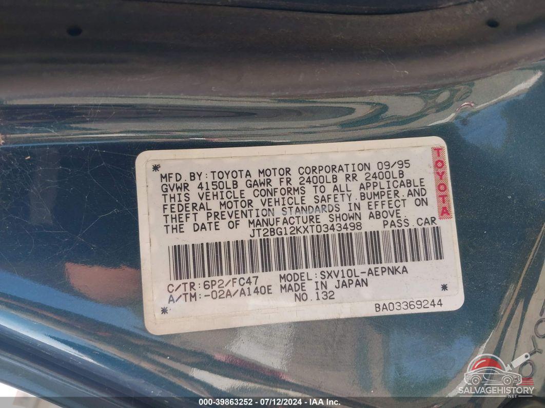 JT2BG12KXT0343498 1996 TOYOTA CAMRY photo no. 9