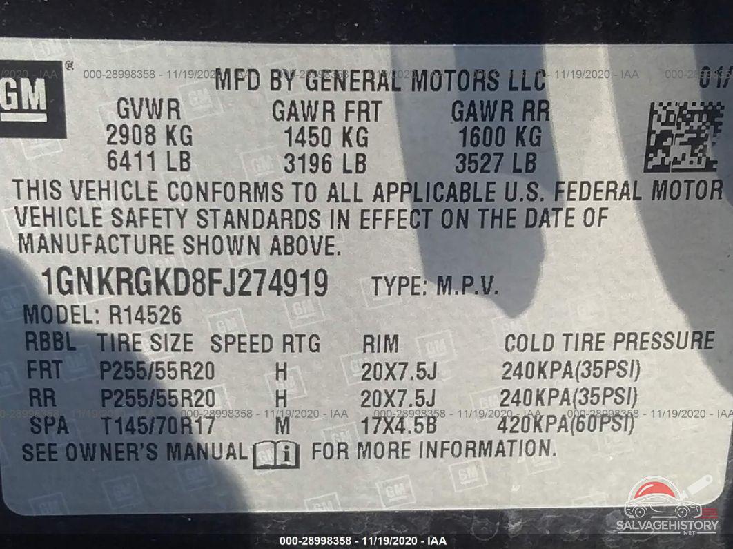 1GNKRGKD8FJ274919 2015 CHEVROLET TRAVERSE photo no. 9