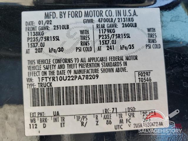 1FTYR10U22PA78209 2002 FORD RANGER photo no. 12