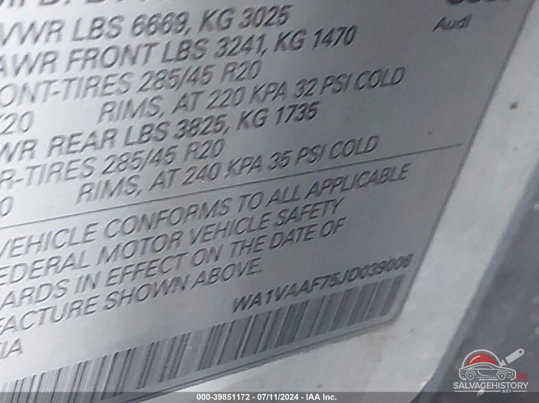 WA1VAAF75JD039006 2018 AUDI Q7 photo no. 9