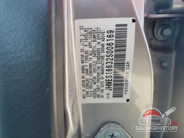JHMES16632S006169 2002 HONDA CIVIC photo no. 12