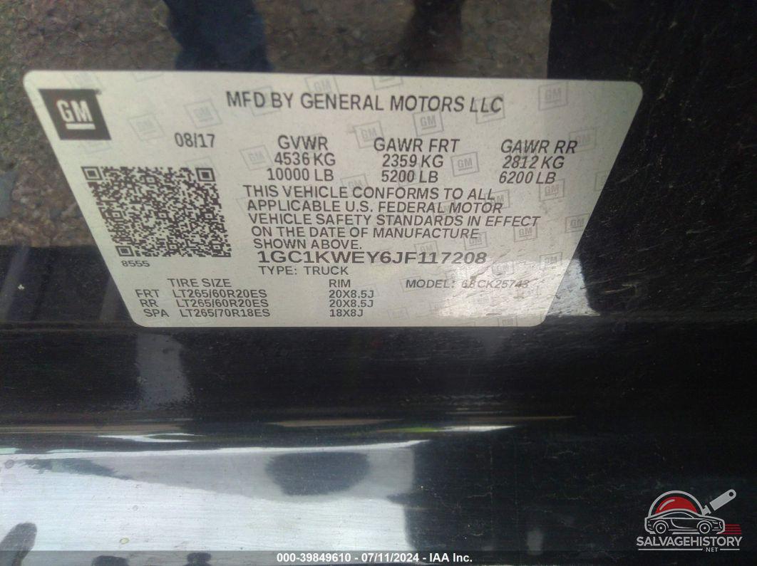 1GC1KWEY6JF117208 2018 CHEVROLET SILVERADO photo no. 9