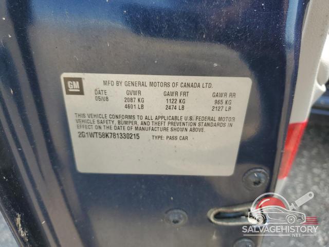 2G1WT58K781330215 2008 CHEVROLET IMPALA photo no. 12