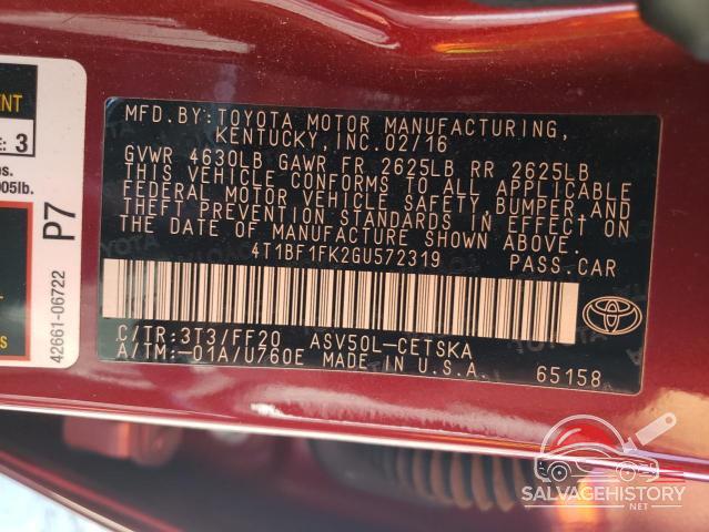 4T1BF1FK2GU572319 2016 TOYOTA CAMRY photo no. 12