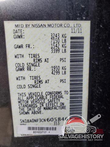 5N1BA0NF3CN605846 2012 NISSAN ARMADA photo no. 12