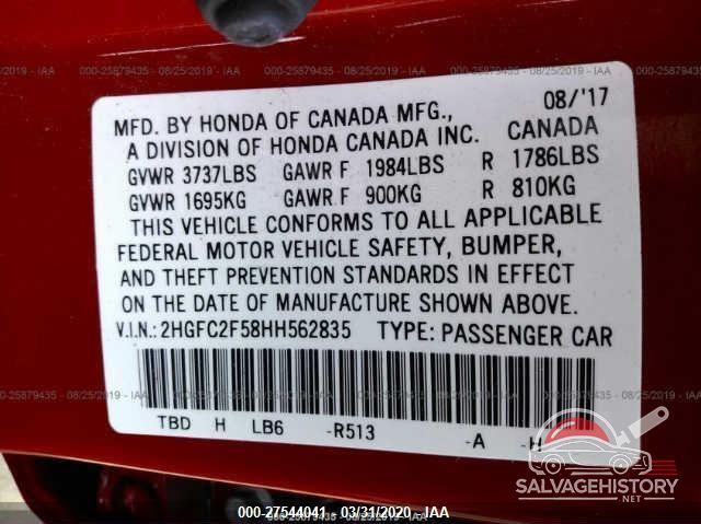 2HGFC2F58HH562835 2017 HONDA CIVIC SEDAN photo no. 9