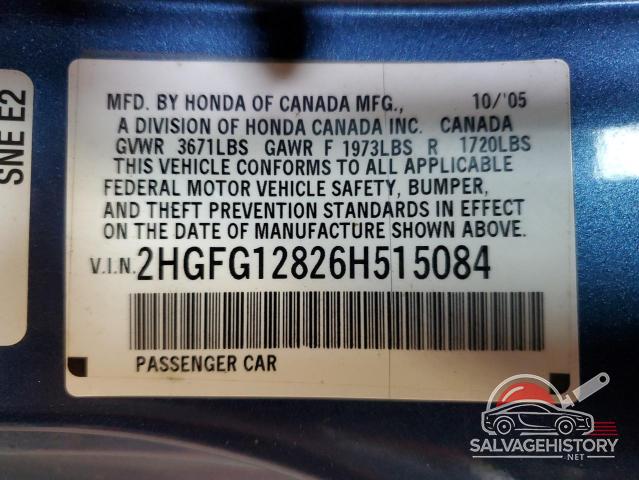 2HGFG12826H515084 2006 HONDA CIVIC photo no. 12