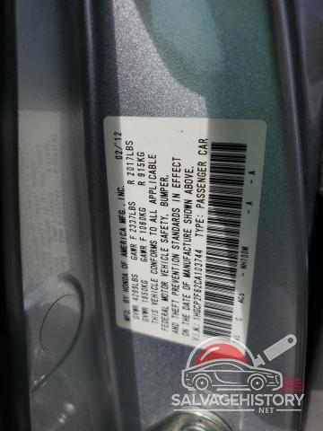 1HGCP2F62CA103744 2012 HONDA ACCORD photo no. 12