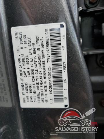1HGCM665X7A094126 2007 HONDA ACCORD photo no. 12