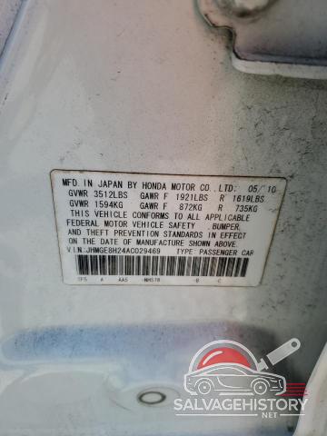 JHMGE8H24AC029469 2010 HONDA FIT photo no. 12