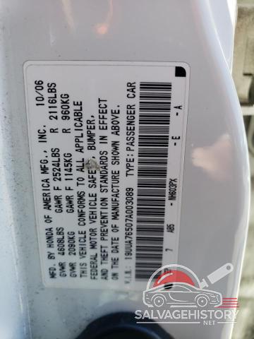 19UUA76507A003089 2007 ACURA TL photo no. 12