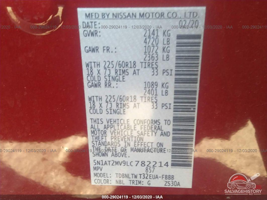 5N1AT2MV9LC782214 2020 NISSAN ROGUE photo no. 9