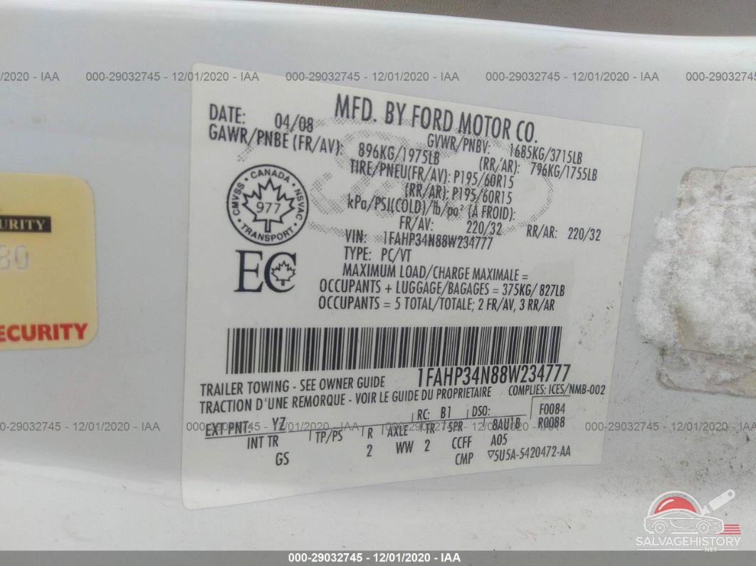 1FAHP34N88W234777 2008 FORD FOCUS photo no. 9