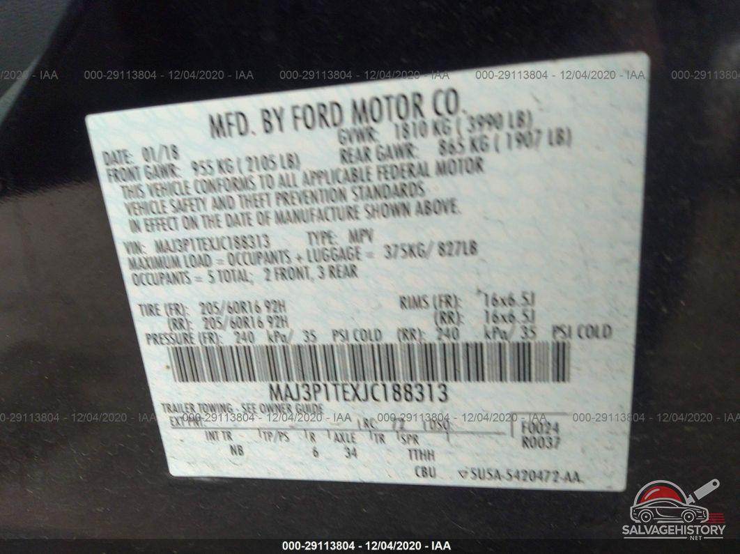 MAJ3P1TEXJC188313 2018 FORD ECOSPORT photo no. 9