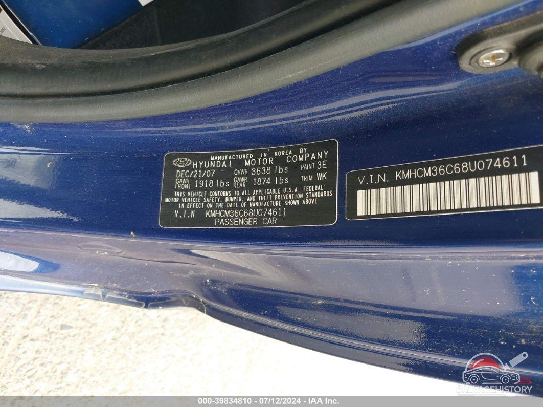 KMHCM36C68U074611 2008 HYUNDAI ACCENT photo no. 9