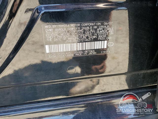 JTHBJ46G272146317 2007 LEXUS ES350 photo no. 12