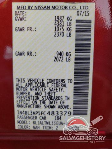 1N4BL3AP5FC483379 2015 NISSAN ALTIMA photo no. 12