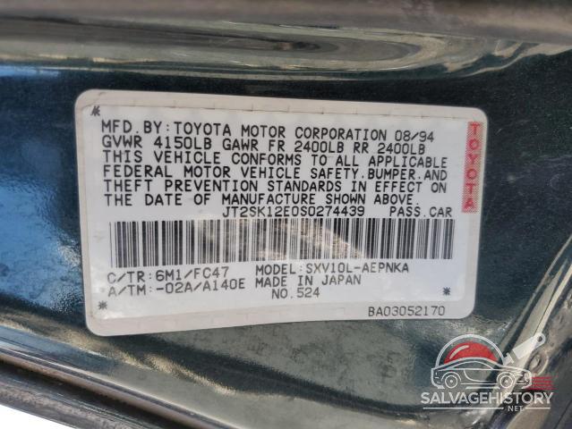 JT2SK12E0S0274439 1995 TOYOTA CAMRY photo no. 12