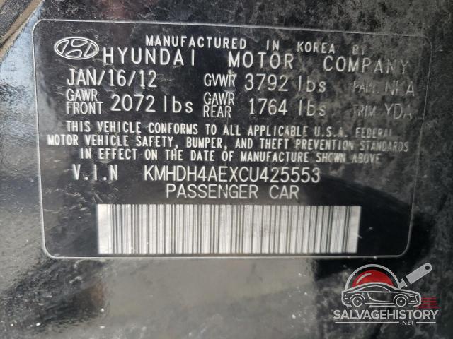 KMHDH4AEXCU425553 2012 HYUNDAI ELANTRA photo no. 12