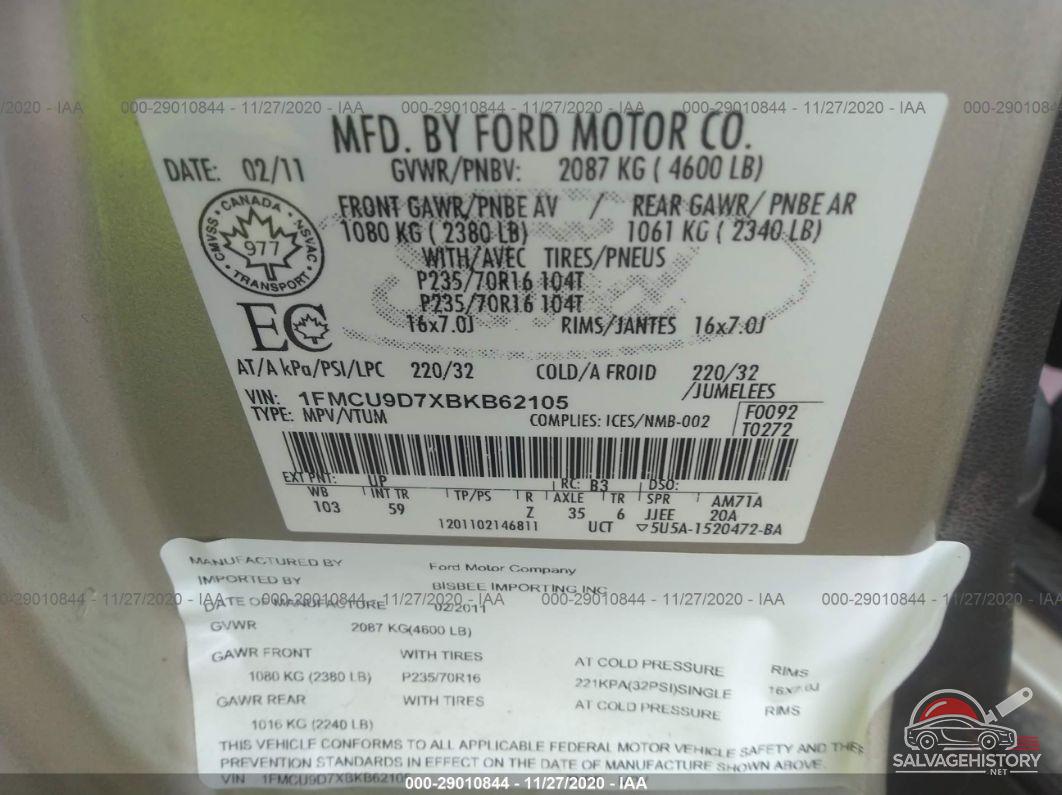 1FMCU9D7XBKB62105 2011 FORD ESCAPE photo no. 9