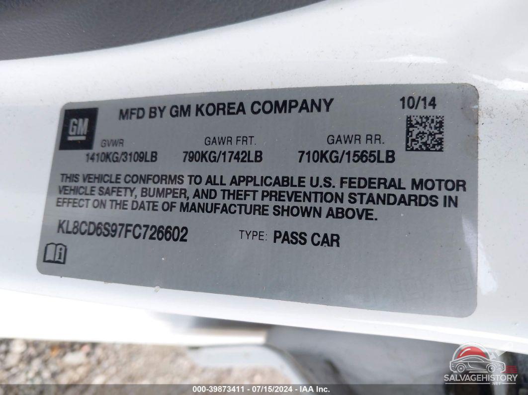 KL8CD6S97FC726602 2015 CHEVROLET SPARK photo no. 9