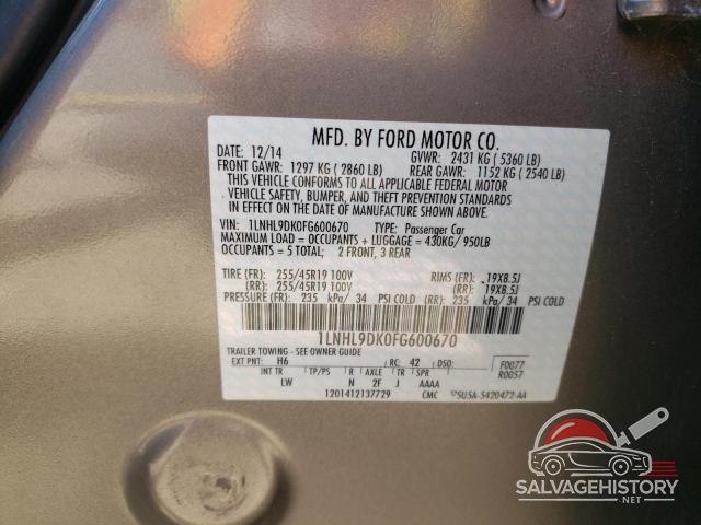 1LNHL9DK0FG600670 2015 LINCOLN MKS photo no. 12
