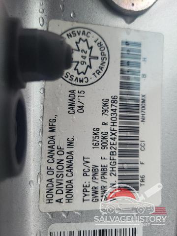 2HGFB2E4XFH034786 2015 HONDA CIVIC photo no. 12