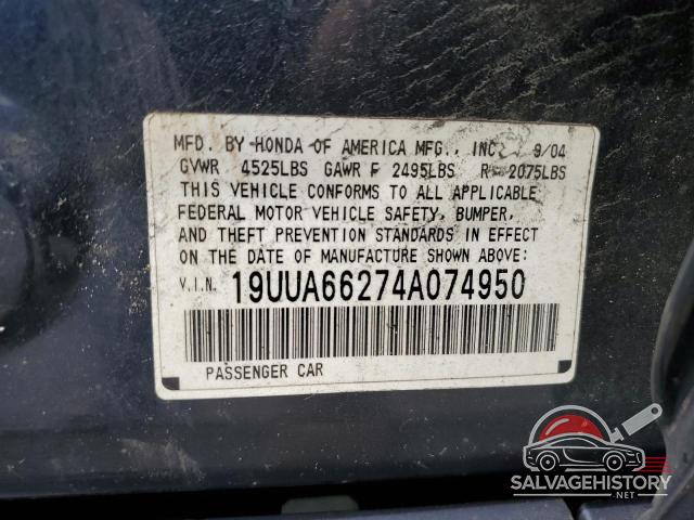 19UUA66274A074950 2004 ACURA TL photo no. 12