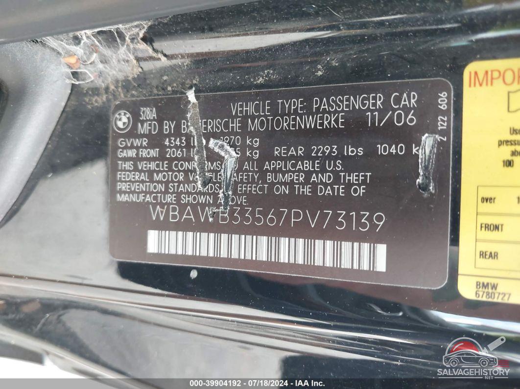 WBAWB33567PV73139 2007 BMW 328I photo no. 9