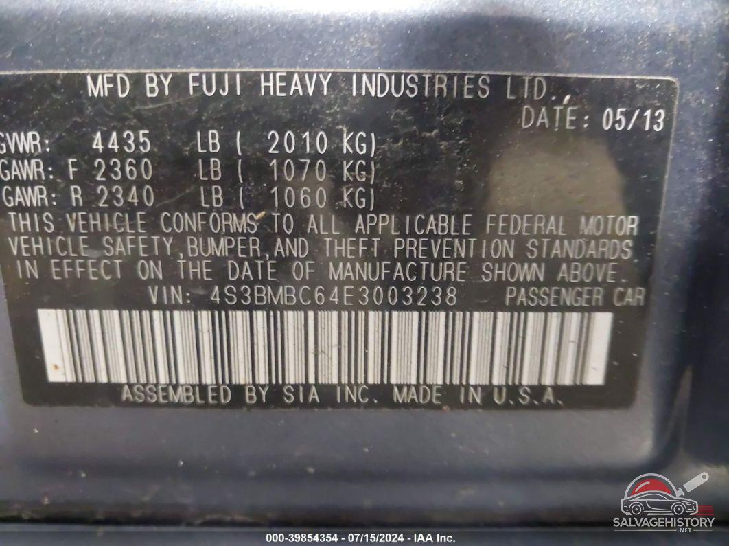 4S3BMBC64E3003238 2014 SUBARU LEGACY photo no. 9