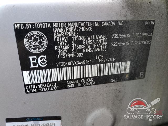 2T3DFREVXGW481616 2016 TOYOTA RAV4 photo no. 14