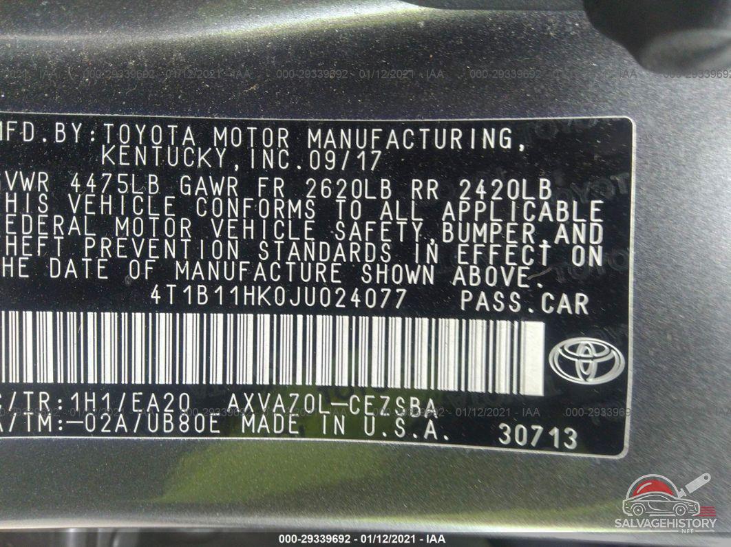 4T1B11HK0JU024077 2018 TOYOTA CAMRY photo no. 9