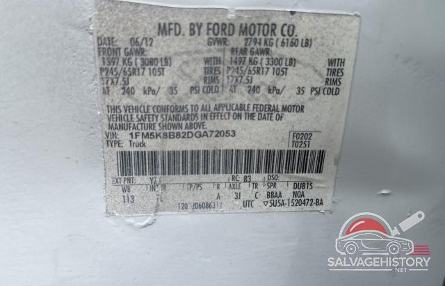 1FM5K8B82DGA72053 2013 FORD EXPLORER photo no. 10