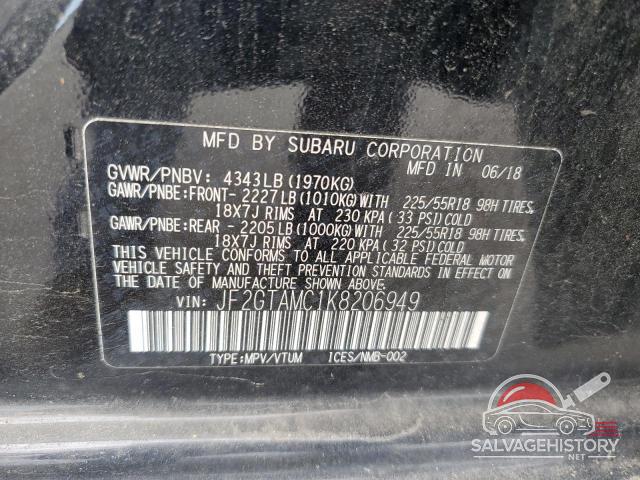 JF2GTAMC1K8206949 2019 SUBARU CROSSTREK photo no. 13