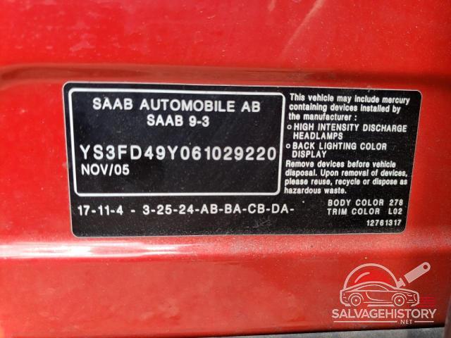 YS3FD49Y061029220 2006 SAAB 9 3 photo no. 12