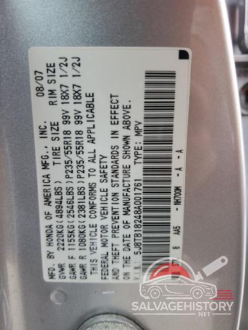 5J8TB18248A001761 2008 ACURA RDX photo no. 12