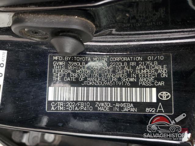 JTDKN3DU9A5119176 2010 TOYOTA PRIUS photo no. 12
