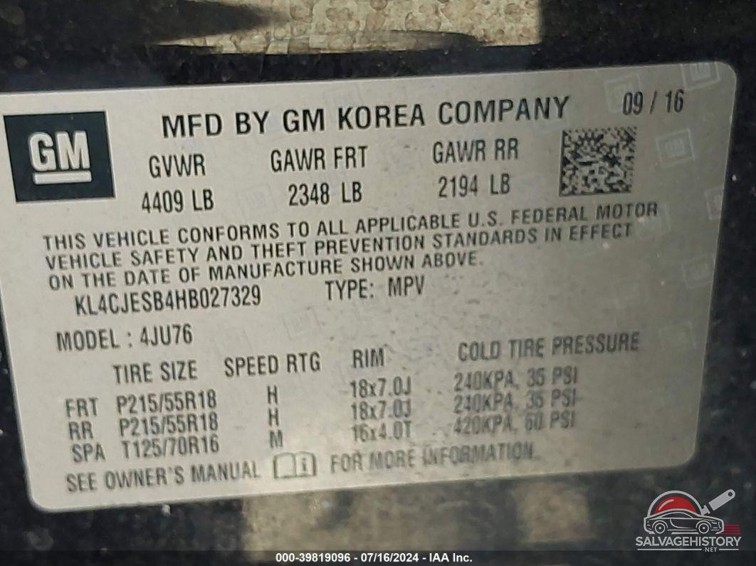 KL4CJESB4HB027329 2017 BUICK ENCORE photo no. 9