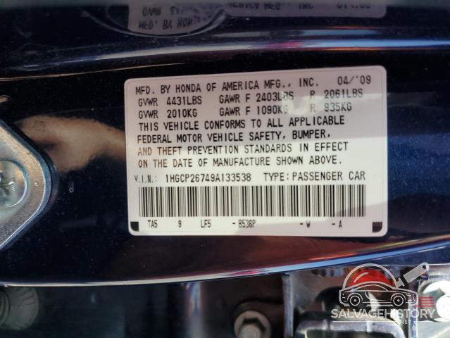 1HGCP26749A133538 2009 HONDA ACCORD photo no. 12