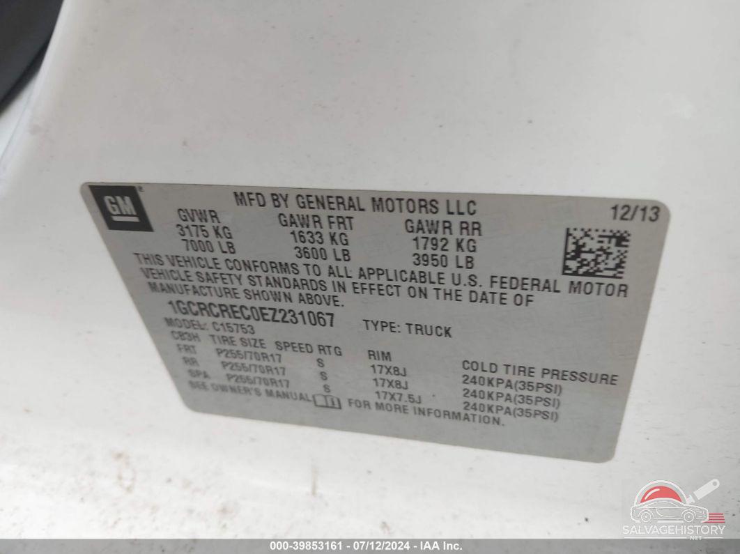 1GCRCREC0EZ231067 2014 CHEVROLET SILVERADO 1500 photo no. 9