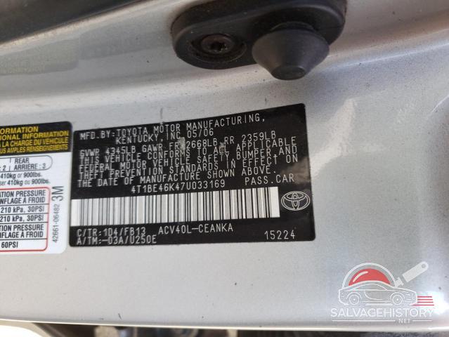 4T1BE46K47U033169 2007 TOYOTA CAMRY photo no. 12