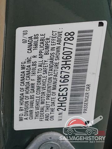 2HGES16673H607788 2003 HONDA CIVIC photo no. 12